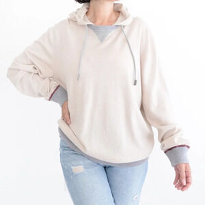 Vintage Gran Sasso Made in Italy Cream 80% Wool, 10% Cashmere Lightweight Hoodie